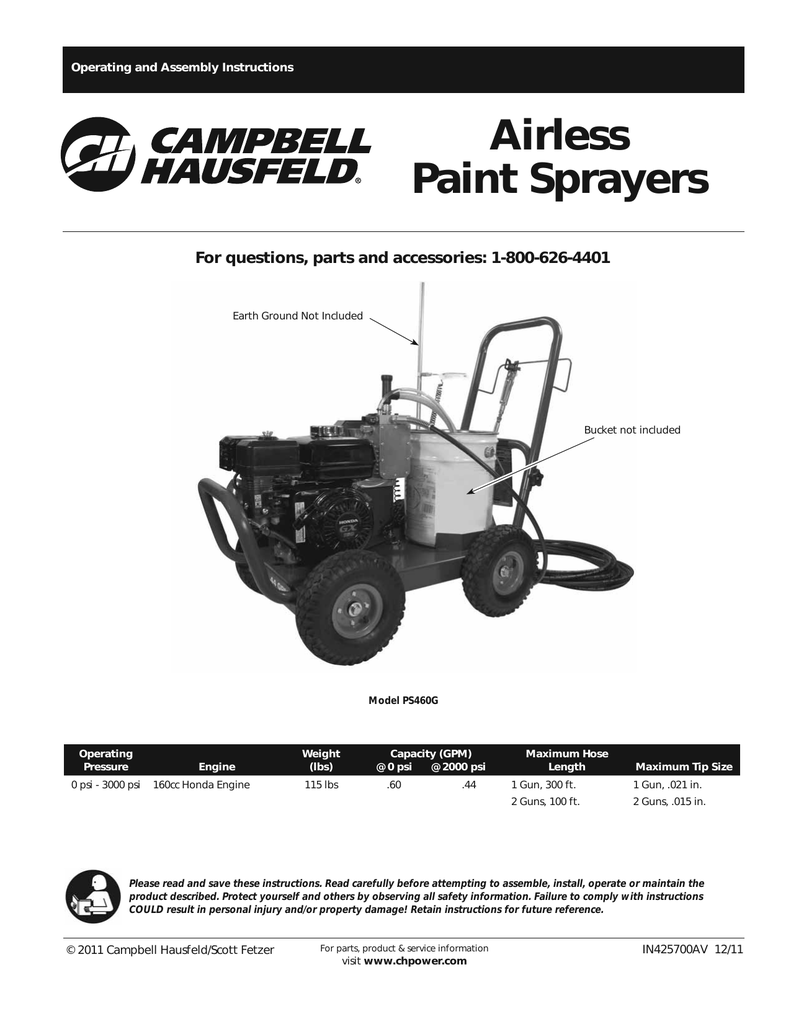 campbell hausfeld airless paint sprayer won prime