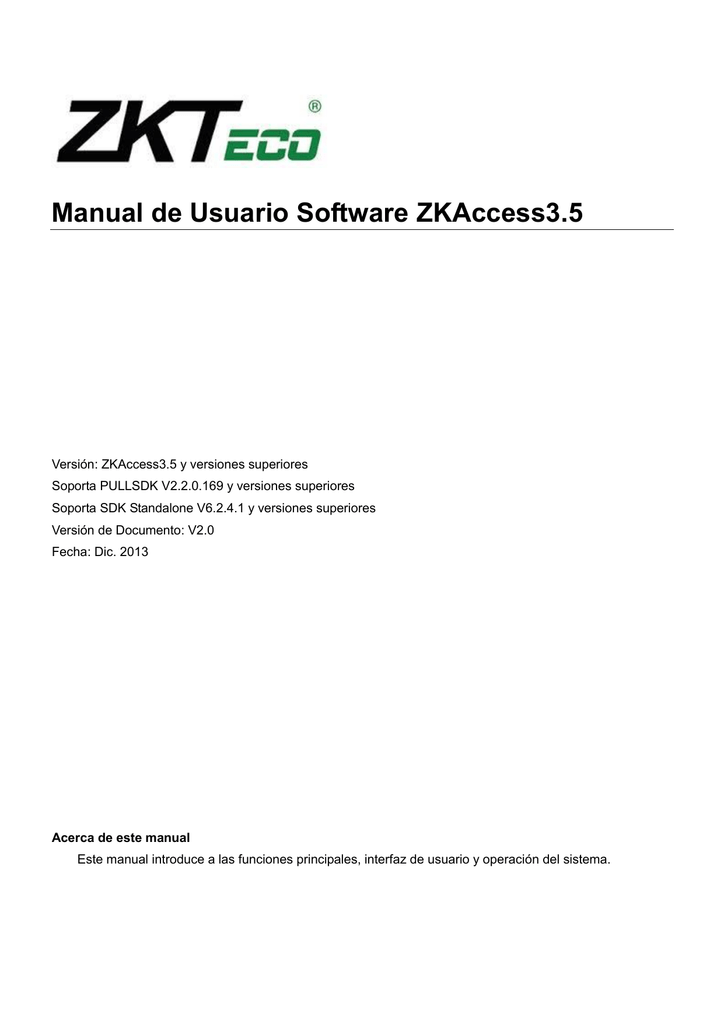Manual de Usuario ZKAccess 3.5 Manualzz