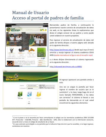 Manual de Usuario Acceso al portal de padres de familia | Manualzz