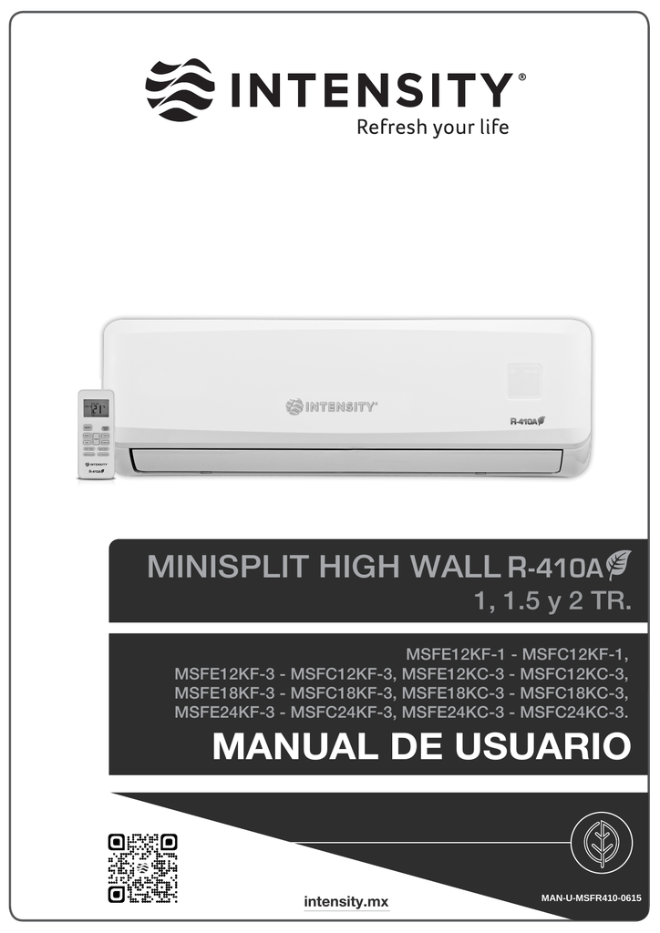 Manual de Usuario Minisplit High Wall R410A 1 2TR Manualzz