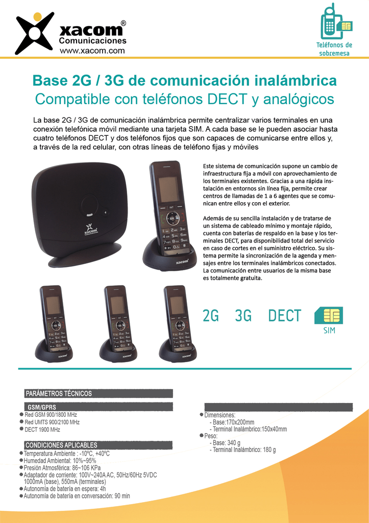 Teléfono inalámbrico SIM Xacom W-258B