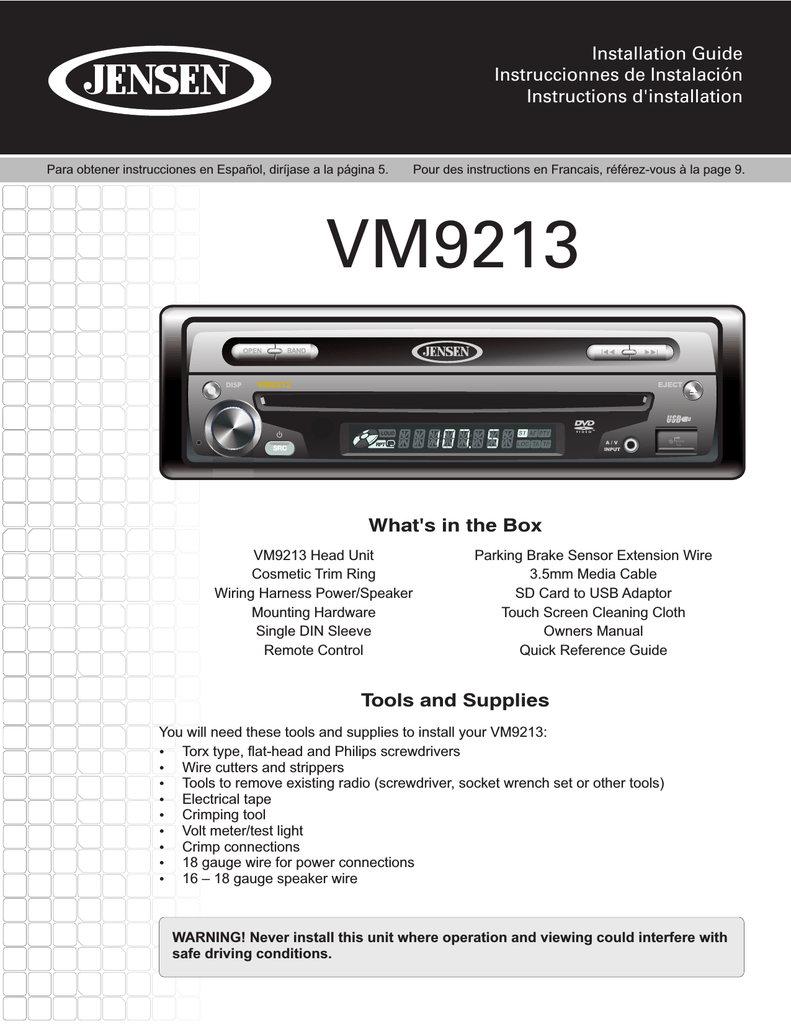 Jensen Vm9213 Touch Screen Multimedia Receiver Installation Guide Manualzz