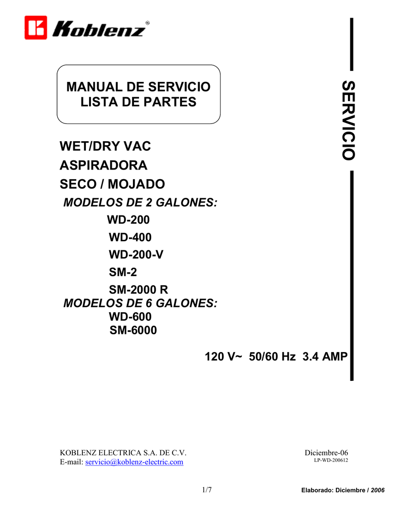 Koblenz S E R V IC IO | Manualzz