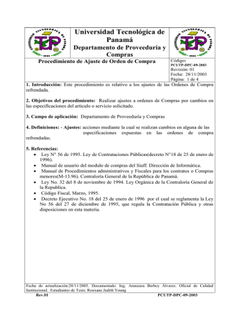 Procedimiento De Ajuste De Orden De Pra Manualzz