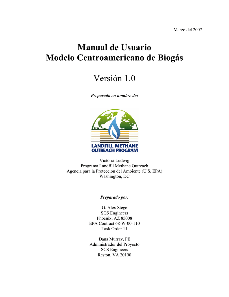 Manual de Usuario Modelo Centroamericano de Biogás | Manualzz