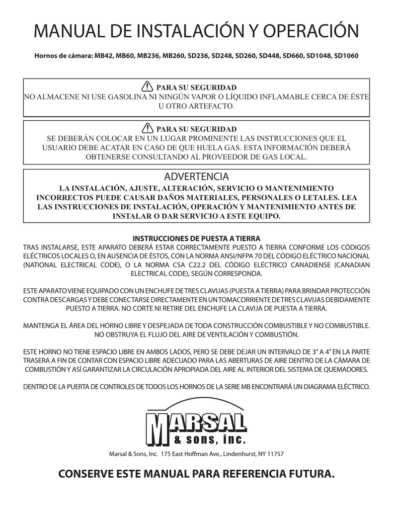 MANUAL DE INSTALACIÓN Y OPERACIÓN | Manualzz