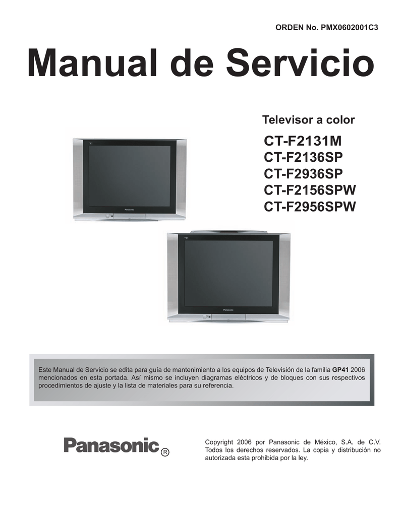 Panasonic CT-F2936SP Manual de usuario | Manualzz