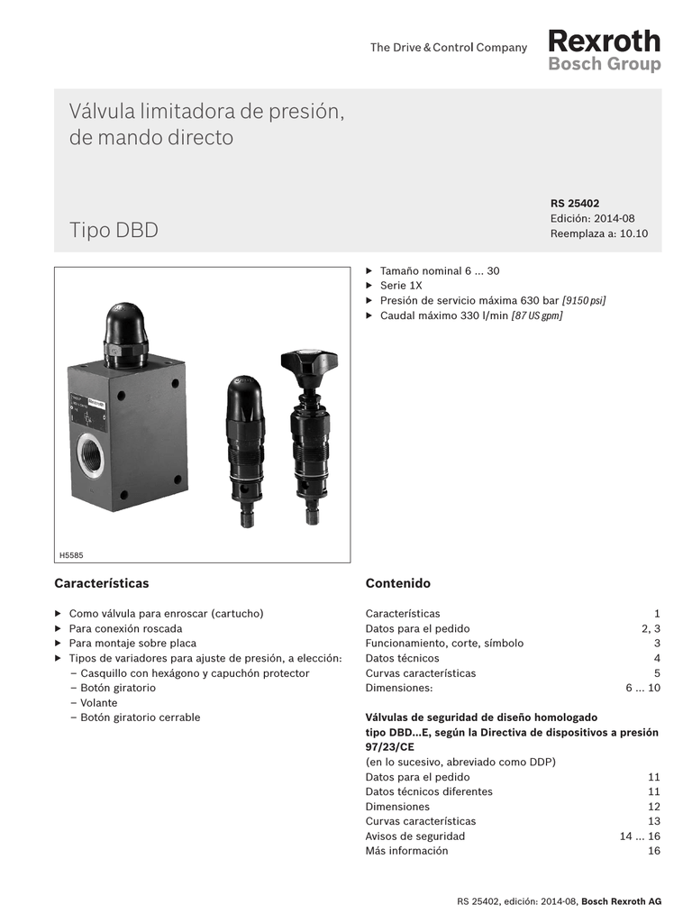 bosch rexroth 2//2 vías válvula Válvula hidráulica