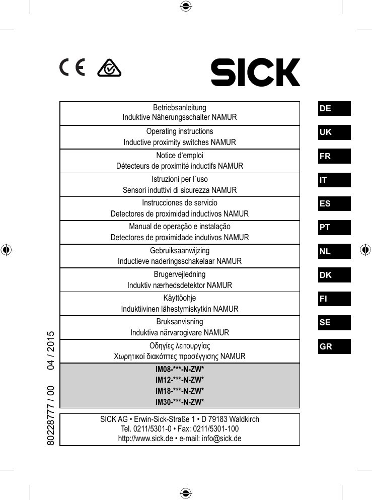 SICK AG • Erwin-Sick-Straße 1 • D 79183 Waldkirch Tel. 0211/5301 | Manualzz