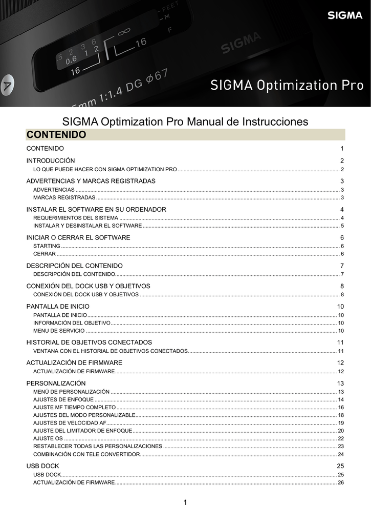 SIGMA Optimization Pro Manual de Instrucciones | Manualzz