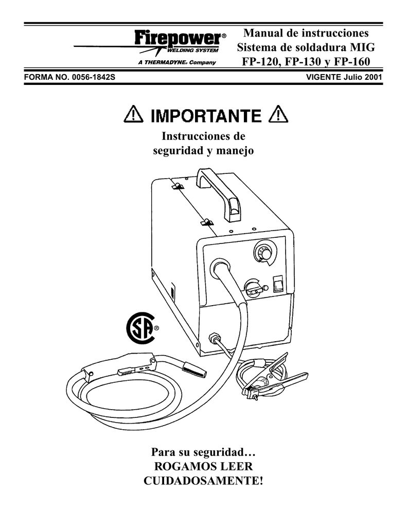 Manual del usuario de la soldadora MIG sin gas serie T1 de sip