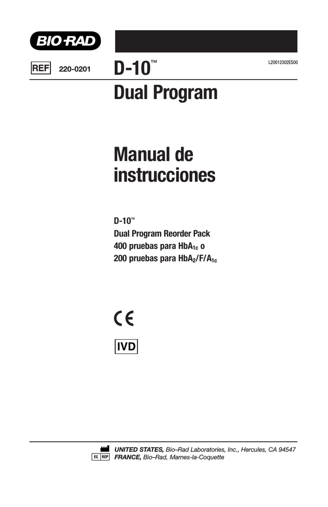 D10™ Dual Program Manual de instrucciones BIORAD Manualzz