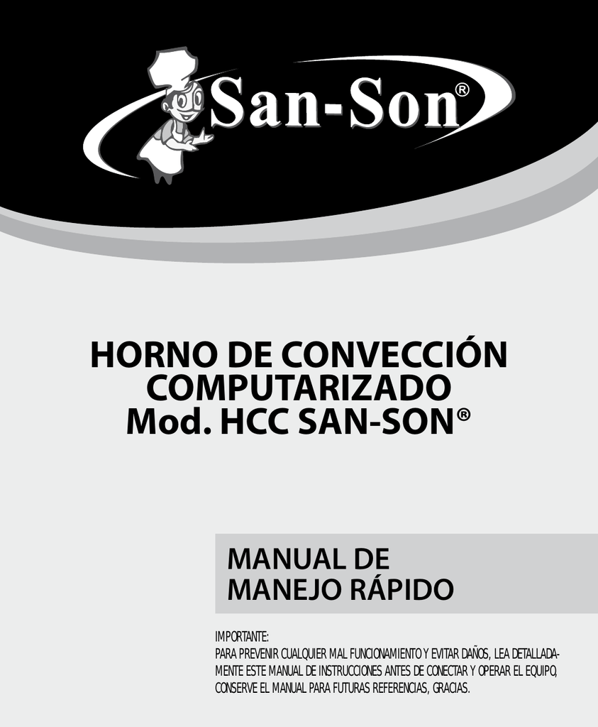 HORNO DE CONVECCIÓN COMPUTARIZADO Mod. HCC SAN-SON | Manualzz