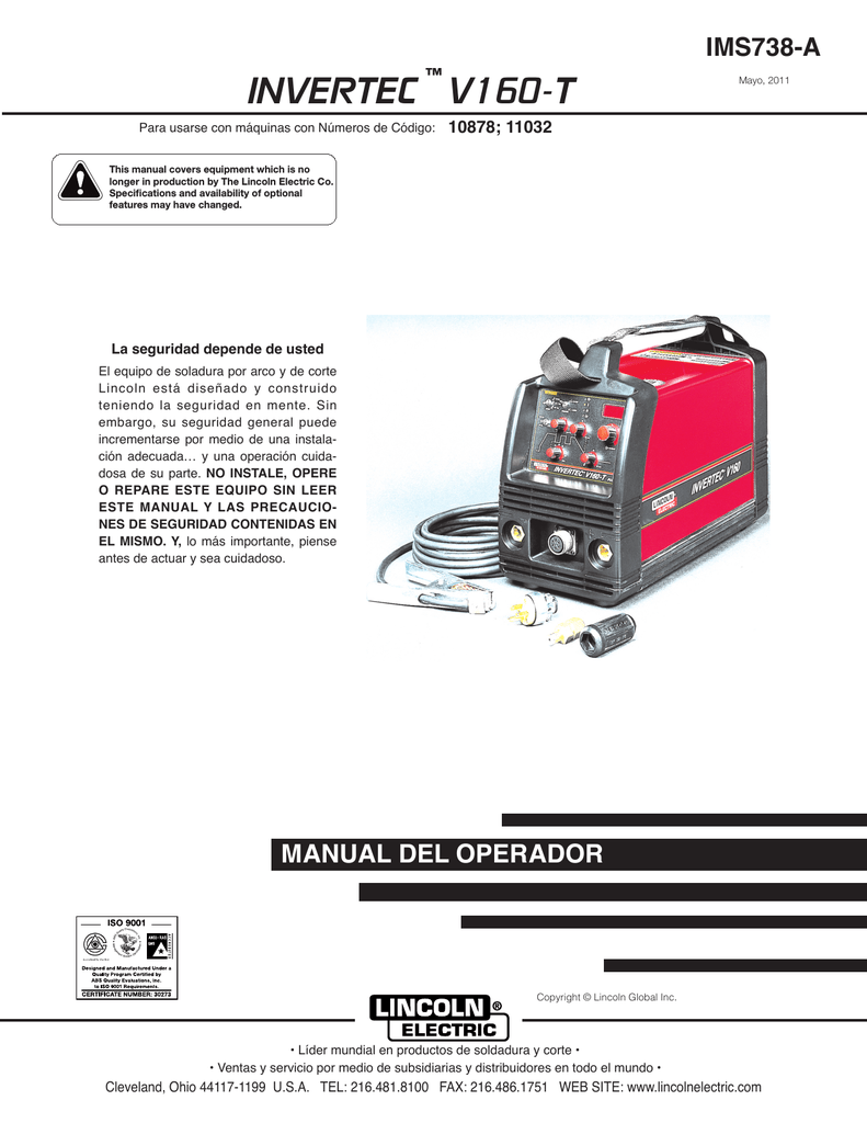 Lincoln Electric Invertec V160 T Users Manual Tig Welders, 52% Off