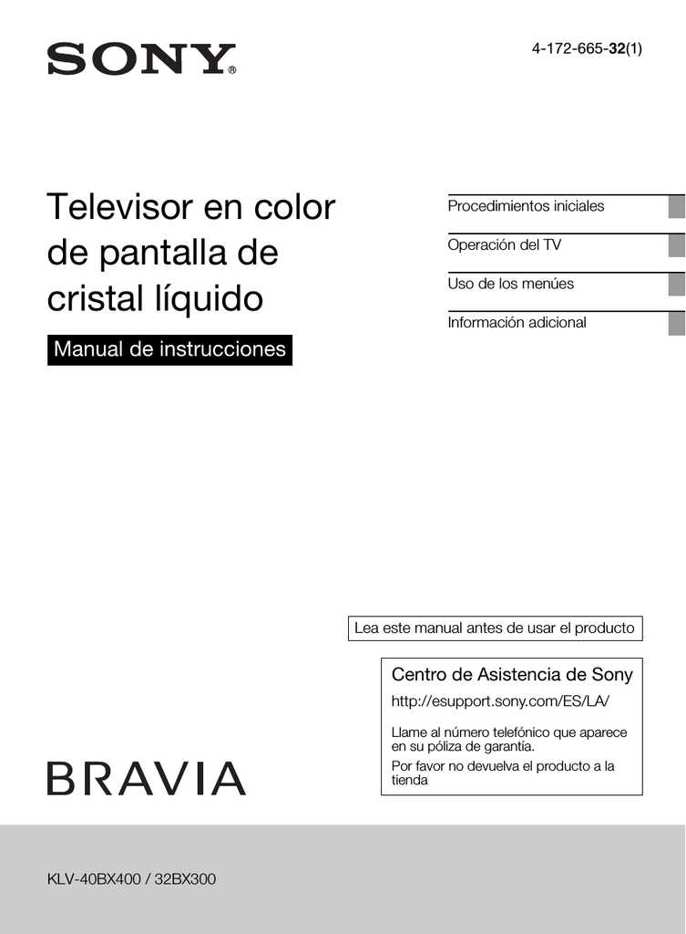 Sony Bravia KLV40BX400 Manual de usuario Manualzz Sony Bravia KLV40BX400 Manual de usuario Manualzz