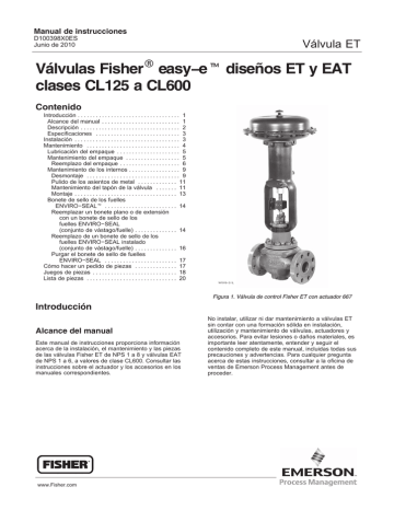 Válvulas Fisher easy−et diseños ET y EAT clases CL125 a CL600 | Manualzz