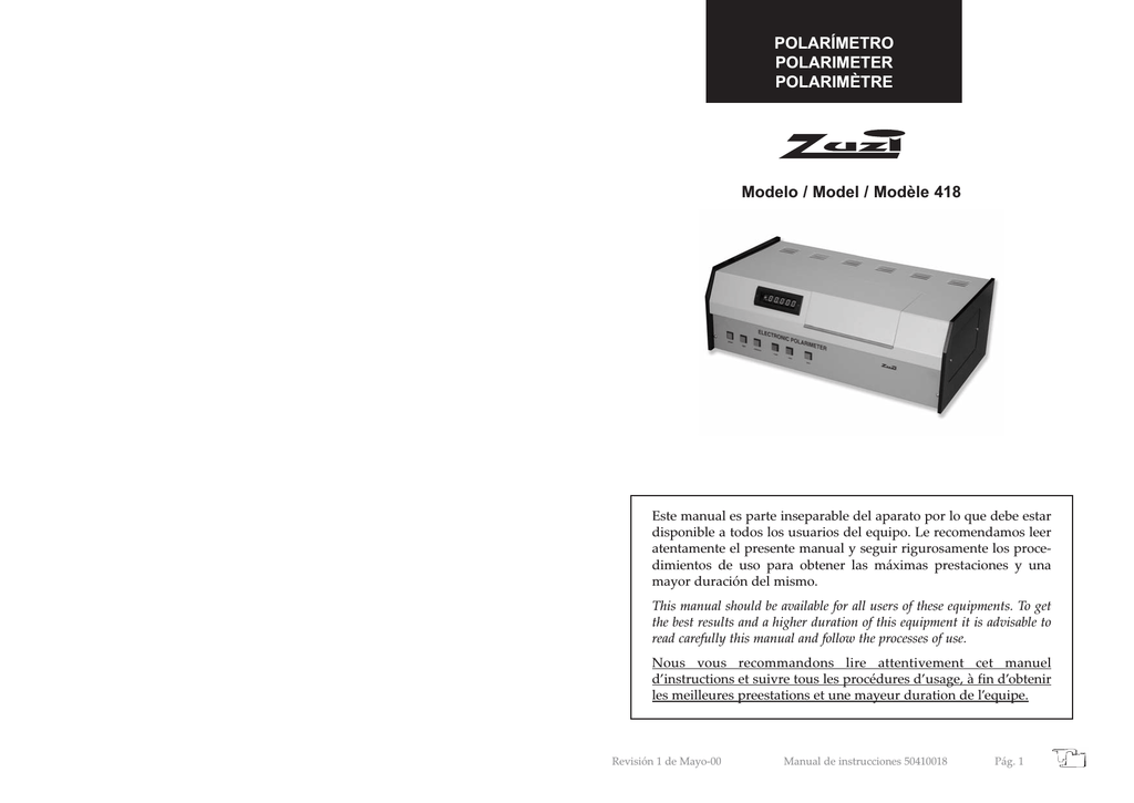 POLARÍMETRO POLARIMETER POLARIMÈTRE Modelo | Manualzz