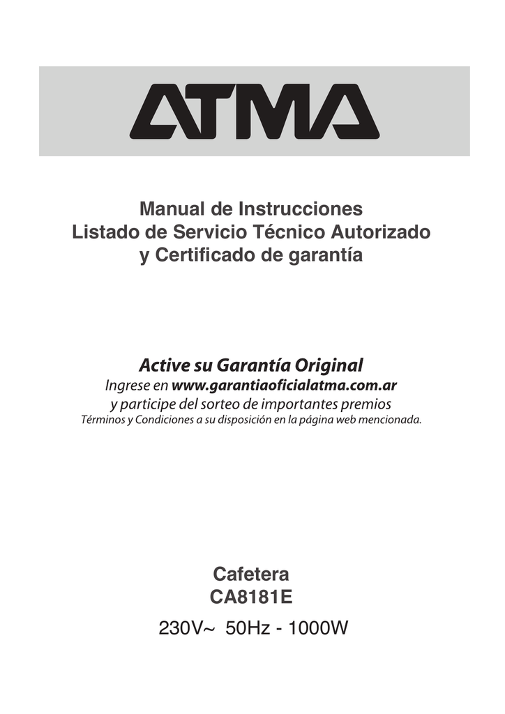 CA8181E | Manual de usuario | Atma CA8181 | Manualzz