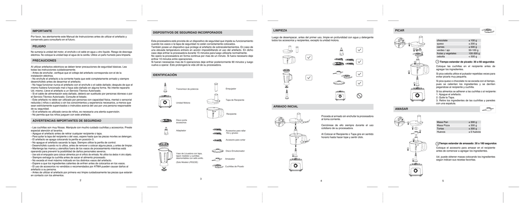 Manual multiprocesadora best sale atma lp8425e