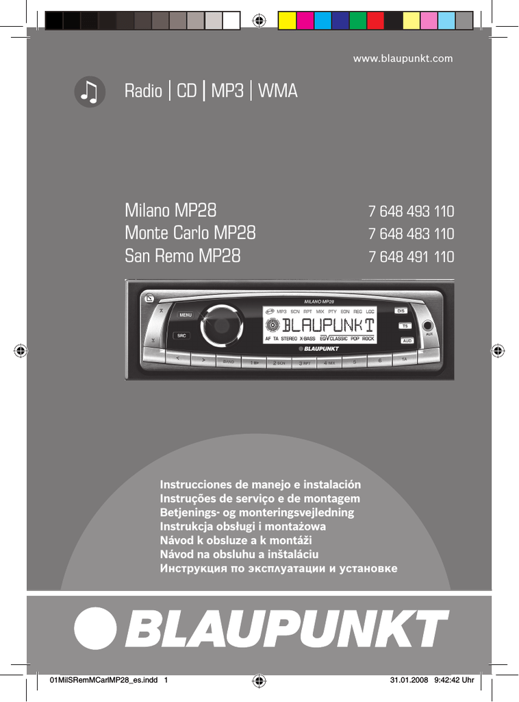 Blaupunkt Valencia MP36 sólo panel extraíble