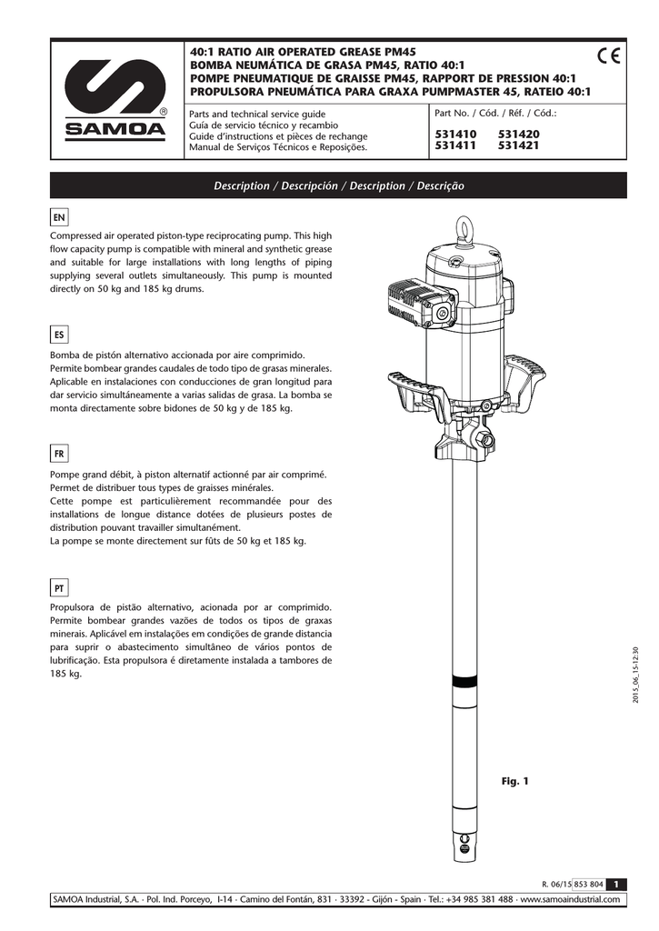 40 1 Ratio Air Operated Grease Pm45 Bomba Neumatica De Manualzz