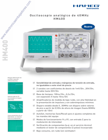 PeakTech® P 1400» 5 MHz / 2CH, 100 MS/s Osciloscopio digital