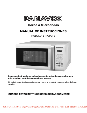 Horno a Microondas MANUAL DE INSTRUCCIONES | Manualzz