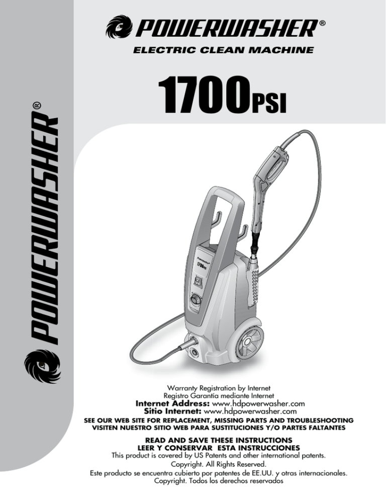 PowerWasher H20101, H1700 User manual Manualzz