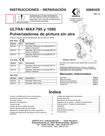 Graco 308842g , ULTRA MAX 795 y 1095 Pulverizadores de pintura sin aire Owner's Manual | Manualzz