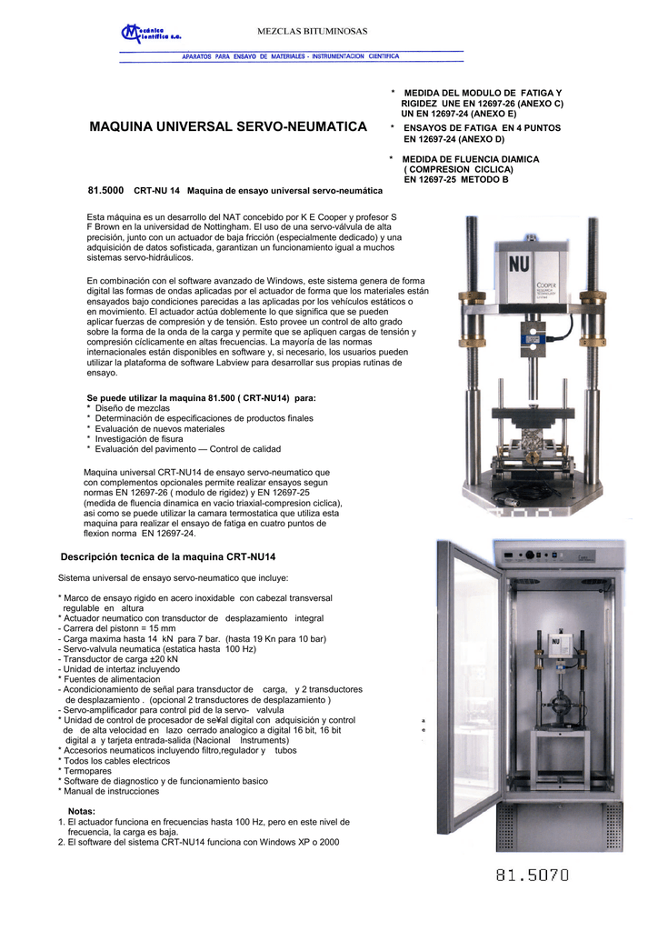 Maquina Universal Servo Neumatica De Ensayo Cooper Manualzz