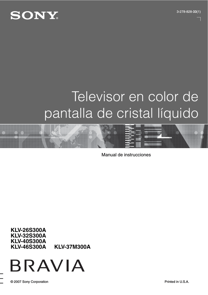 Manual de usuario Sony Bravia KDL-32BX300 (Español - 84 páginas)