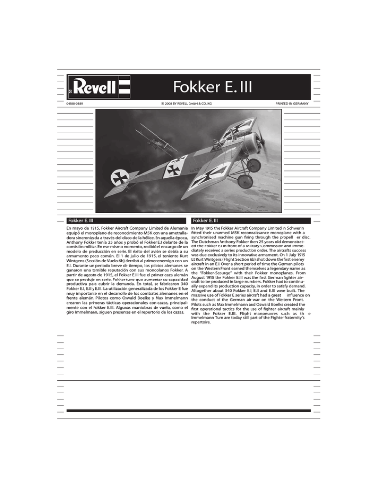Fokker E Iii Manualzz