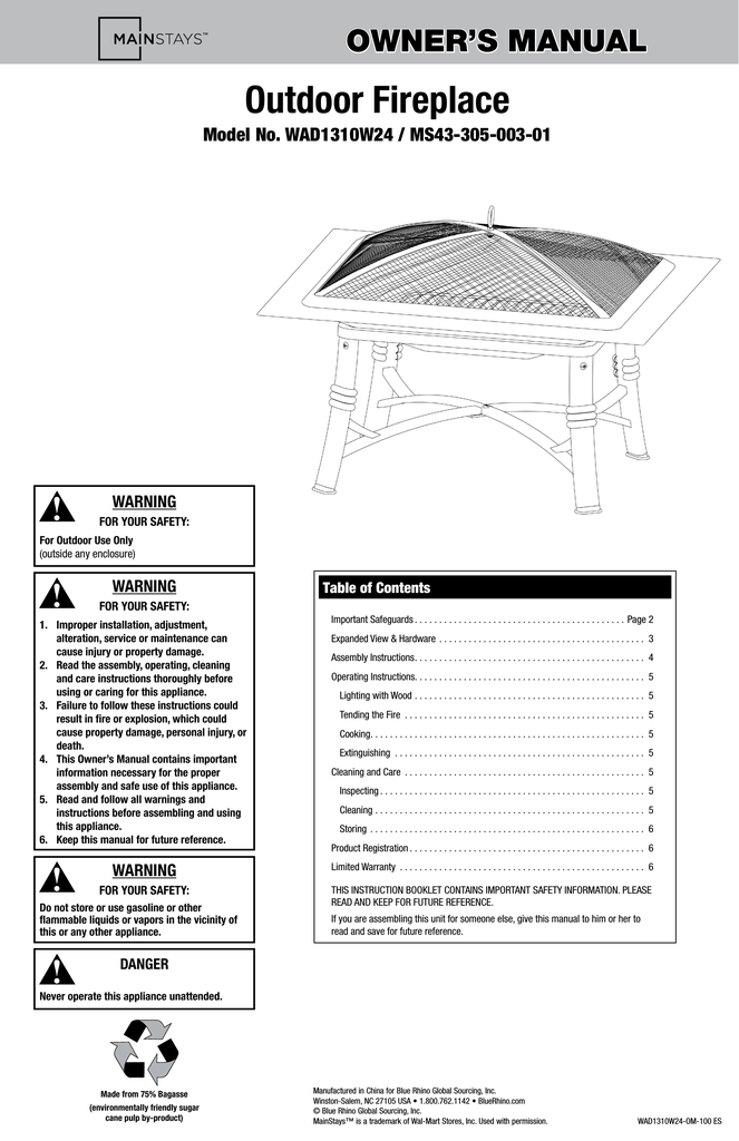 Outdoor Fireplace Manualzz
