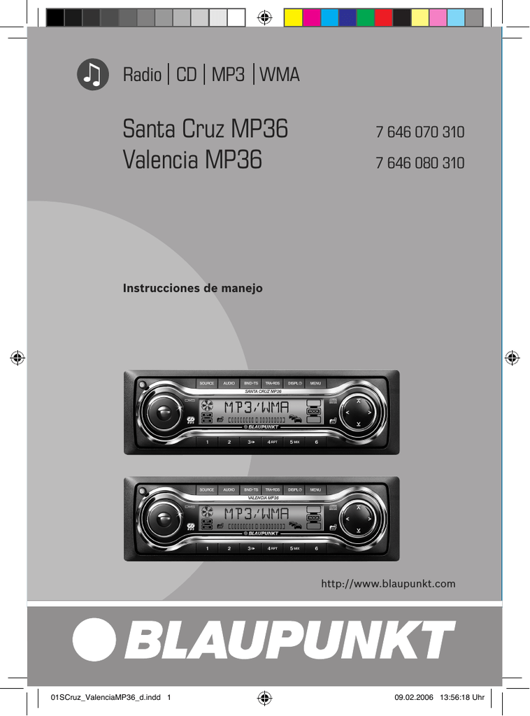 Blaupunkt Valencia MP36 sólo panel extraíble