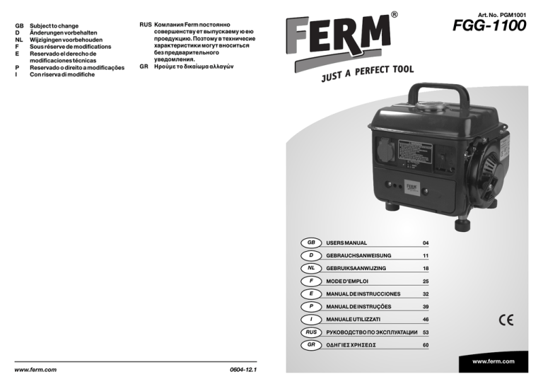 Ferm Pgm1001 Handleiding Manualzz