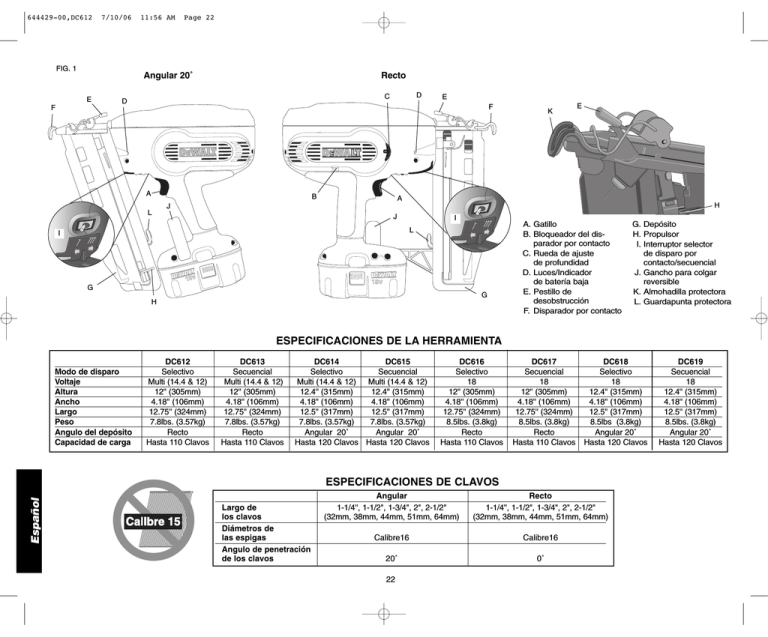 E S P A N O L Especificaciones De La Herramienta Manualzz