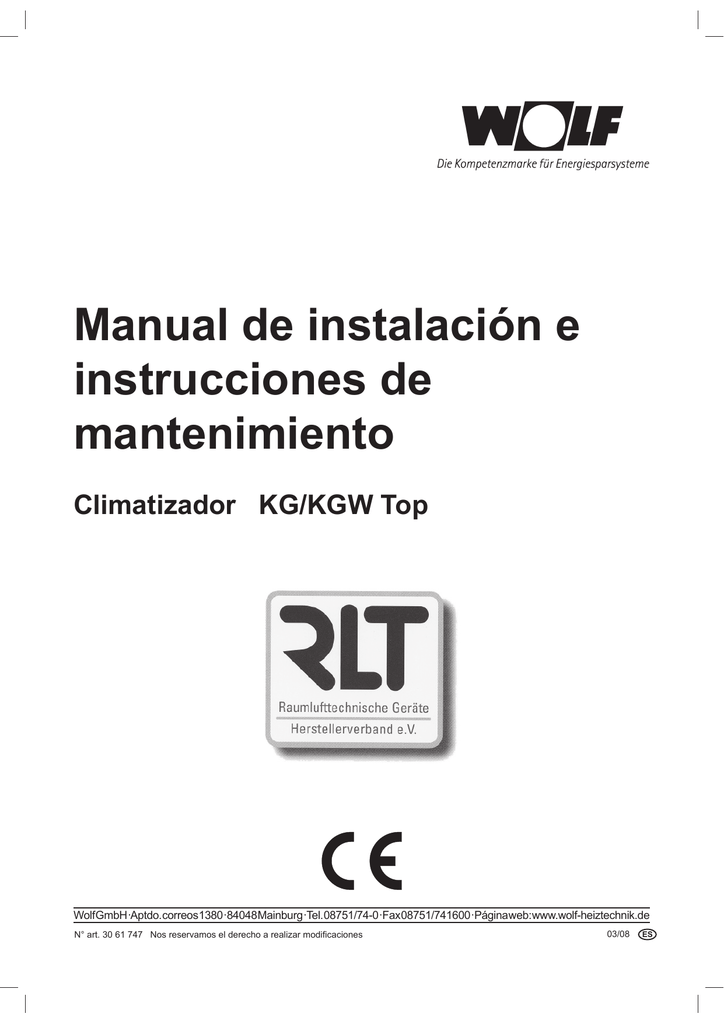 Manual De Instalación E Instrucciones De Mantenimiento | Manualzz