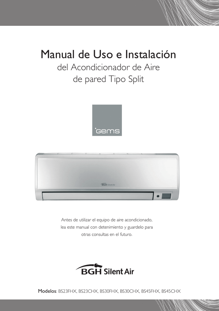 Split BGH Silent Air Gems Manual Manualzz