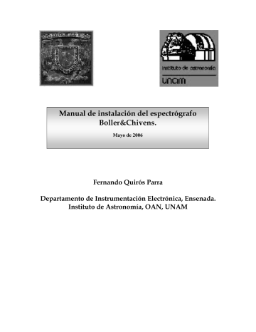 Manual de instalación del espectrógrafo Boller&Chivens. | Manualzz
