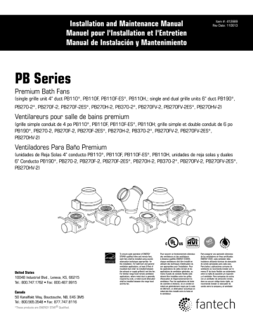 Fantech PB270L10-2 Installation and Maintenance Manual | Manualzz