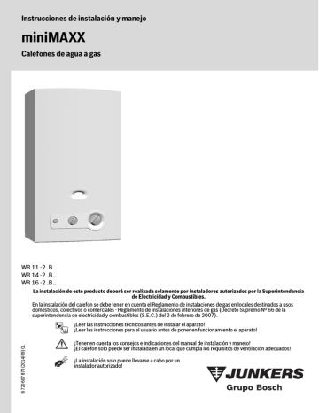 Instalación Y Manejo Calefones MiniMAXX WR 11 -2 B, WR 14 -2 B, WR 16 ...