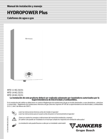 manual instrucciones calentador junkers hidropower