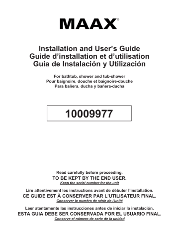 Installation And User S Guide D, Maax Alcove Bathtub Installation Instructions