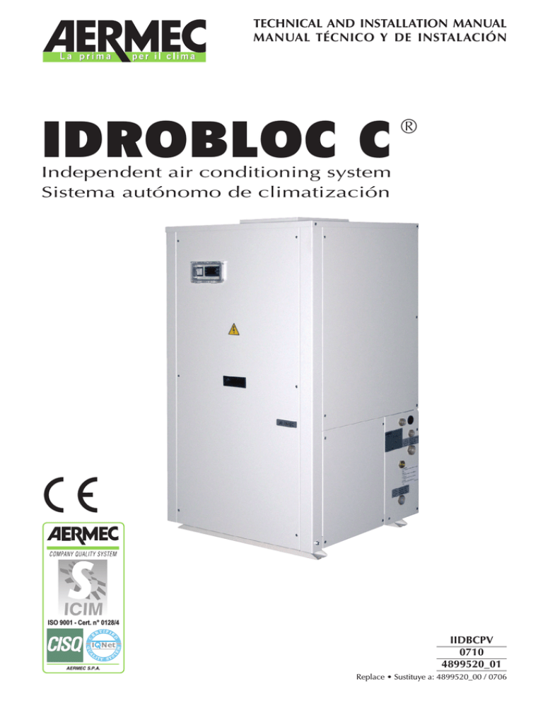 Independent Air Conditioning System Aermec Idrobloc Manualzz