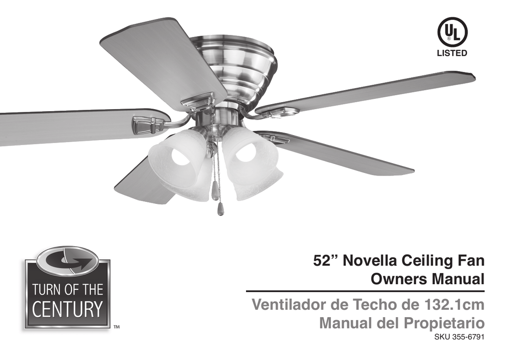 52 Novella Ceiling Fan Owners Manual Ventilador De