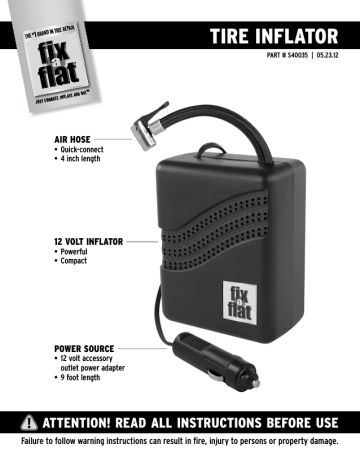 TIRE INFLATOR | Manualzz