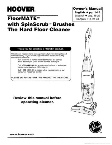 Hoover Floor Mate | Manualzz