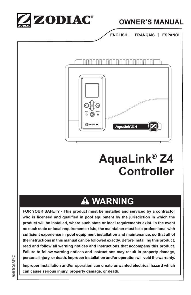 Zodiac AquaLink Z4 Owner's Manual Manualzz