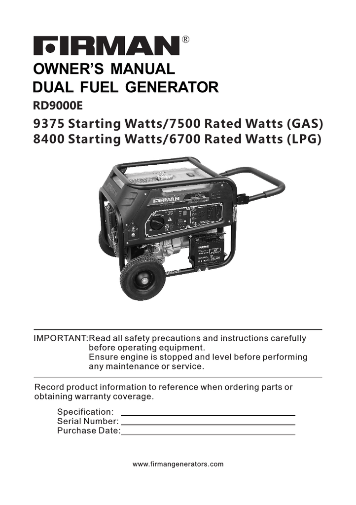 DO NOT Firman Generators Manualzz