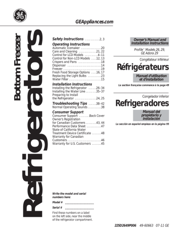 Ge Owner's Manual Refrigerator